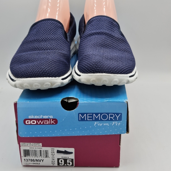 Sketchers go walk memory foam slipon navy dazzle shoes size 9.5 - Picture 11 of 16
